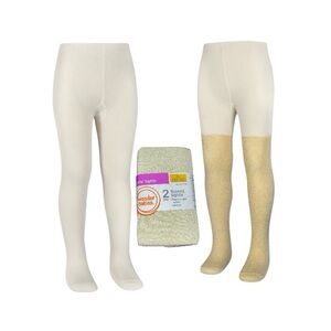 Wonder Nation Gold Lurex And Ivory Footed Tights